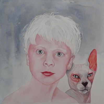 8:Kid&Cat 44x44 aquarel